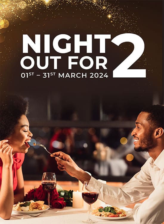 NIGHT OUT FOR 2 Midweek Only R1 895